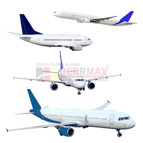 Uçak ve Gökyüzü Gergi Tavan Görselleri