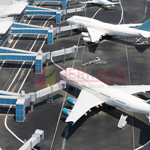 Uçak ve Gökyüzü Gergi Tavan Görselleri