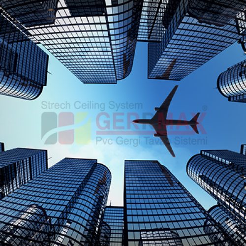 Uçak ve Gökyüzü Gergi Tavan Görselleri