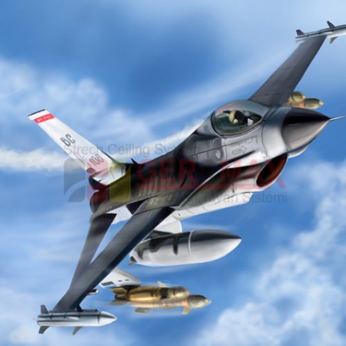 Uçak ve Gökyüzü Gergi Tavan Görselleri